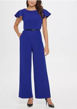 Calvin Klein Blue Size 6 Nightclub Floor Length Jumpsuit Dress on Queenly