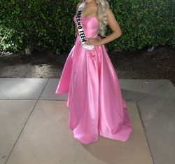 Sherri Hill Pink Size 2 Custom Medium Height Silk Swoop Sequin Ball gown on Queenly