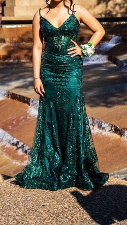 Style J810 Cinderella Divine Green Size 6 Prom Quinceanera Mermaid Dress on Queenly