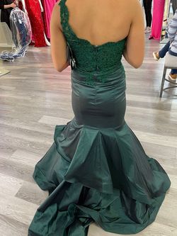 Style 98043 MoriLee Green Size 2 Mori Lee One Shoulder Mermaid Dress on Queenly