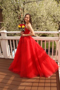 Sherri Hill Red Size 4 Plunge Prom Ball gown on Queenly
