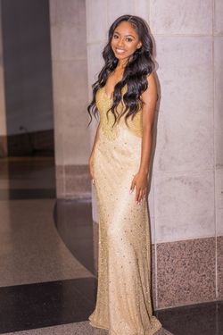 Ashley Lauren Gold Size 2 Gala Plunge Mermaid Dress on Queenly