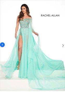 Rachel Allan Green Size 4 Cape Side Slit Floor Length Jumpsuit Dress on Queenly
