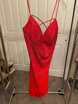 Sherri Hill Red Size 4 Mini Plunge Cocktail Dress on Queenly