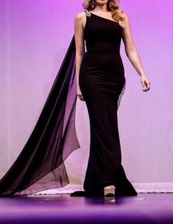 Jovani Black Size 4 Prom Pageant One Shoulder Side slit Dress on Queenly