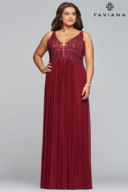 Style 9428 Faviana Red Size 22 Maroon A-line Dress on Queenly