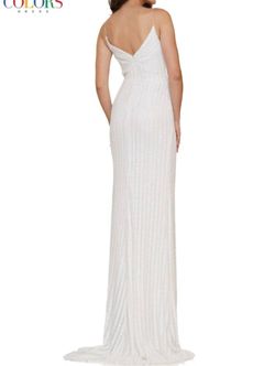 Style 1-1816340567-649 COLORS DRESS White Size 2 Wedding Pageant Side slit Dress on Queenly