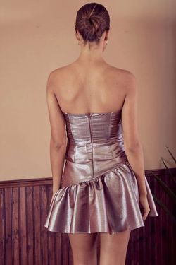 Style 1-1834343425-3010 DO+BE Brown Size 8 Shiny Free Shipping Strapless Cocktail Dress on Queenly