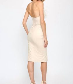 Style 1-3757952396-2696 Fate Nude Size 12 Strapless Feather Plus Size Cocktail Dress on Queenly