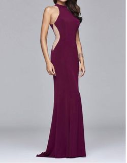Style 1-1255648273-5 FAVIANA Red Size 0 High Neck Floor Length Military Free Shipping Cut Out Straight Dress on Queenly