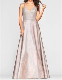 Style 1-3877109944-238 FAVIANA Gold Size 12 Free Shipping Floor Length Shiny A-line Dress on Queenly