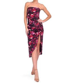 Style 1-2279318997-3855 GILNER FARRAR Multicolor Size 0 Side Slit Print Cocktail Dress on Queenly