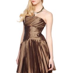 Style 1-3689106618-1901 HALSTON HERITAGE Brown Size 6 Polyester Free Shipping Tall Height Cocktail Dress on Queenly