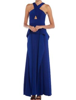 Style 1-3513971278-3855 Issue New York Royal Blue Size 0 Free Shipping Floor Length Black Tie Straight Dress on Queenly