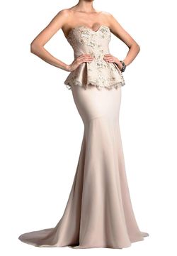Style 1-3107727414-2168 Janique Nude Size 8 Floor Length Free Shipping Pageant Mermaid Dress on Queenly