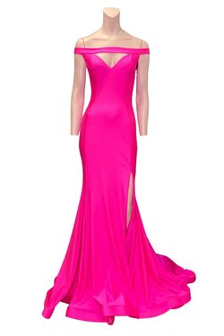 Style 1-14360266-3973 JESSICA ANGEL Pink Size 0 Mermaid Floor Length Side slit Dress on Queenly