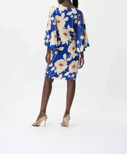 Style 1-3615431289-1901 Joseph Ribkoff Blue Size 6 Sunday Tall Height Floral Cocktail Dress on Queenly