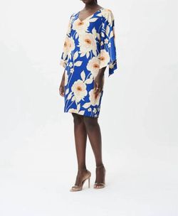 Style 1-3615431289-1901 Joseph Ribkoff Blue Size 6 Sunday Tall Height Floral Cocktail Dress on Queenly