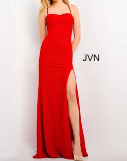 Style 1-1649146625-1901 JOVANI Bright Red Size 6 Free Shipping Side slit Dress on Queenly