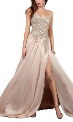 Style 1-1741465781-98 JOVANI Pink Size 10 Corset Black Tie Floor Length Side slit Dress on Queenly