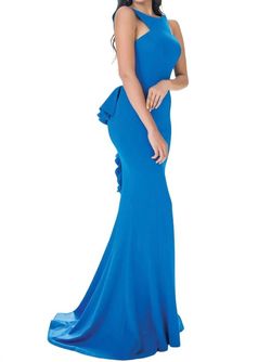 Style 1-2228558072-1901 JOVANI Blue Size 6 Prom Free Shipping Floor Length Mermaid Dress on Queenly