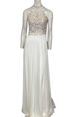 Style 1-297183053-649 JOVANI White Size 2 Halter 1-297183053-649 Straight Dress on Queenly