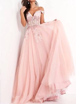 Style 1-3958283038-98 JOVANI Pink Size 10 V Neck Tall Height Sweetheart Corset A-line Dress on Queenly
