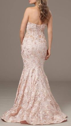 Style 1-4256952725-1901 JOVANI Pink Size 6 Lace Mermaid Dress on Queenly