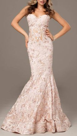 Style 1-4256952725-1901 JOVANI Pink Size 6 Strapless Free Shipping Tall Height Mermaid Dress on Queenly