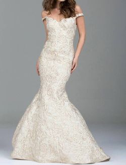 Style 1-4270551957-1498 JOVANI Gold Size 4 Embroidery Lace Wedding Free Shipping Mermaid Dress on Queenly