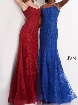 Style 1-922990172-98 JOVANI Red Size 10 Prom Fitted Straight Dress on Queenly