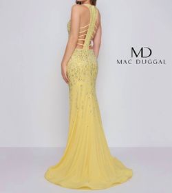 Style 1-1209475657-1901 MAC DUGGAL Yellow Size 6 Tall Height Halter Prom Cut Out Side slit Dress on Queenly