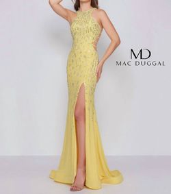 Style 1-1209475657-1901 MAC DUGGAL Yellow Size 6 Prom Free Shipping Floor Length Side slit Dress on Queenly