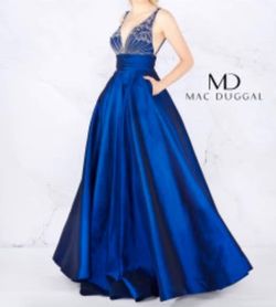 Style 1-1303331549-5 MAC DUGGAL Royal Blue Size 0 Tall Height Prom Free Shipping Ball gown on Queenly