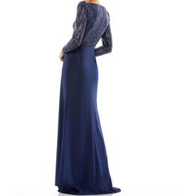 Style 1-1372538013-2168 MAC DUGGAL Blue Size 8 Sequined Lace Tall Height Straight Dress on Queenly