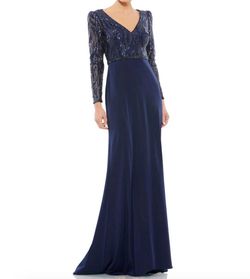 Style 1-1372538013-2168 MAC DUGGAL Blue Size 8 Sequined Lace Tall Height Straight Dress on Queenly