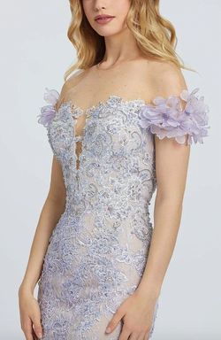 Style 1-1573754510-238 MAC DUGGAL Purple Size 12 Sheer Lace Embroidery Tall Height Cap Sleeve Mermaid Dress on Queenly