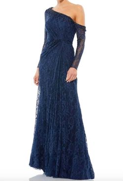 Style 1-1597337072-649 MAC DUGGAL Blue Size 2 Long Sleeve Straight Dress on Queenly