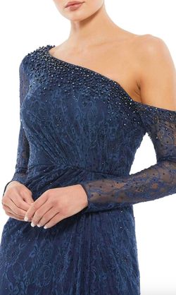 Style 1-1597337072-98 MAC DUGGAL Blue Size 10 Lace Navy Military Pageant Straight Dress on Queenly