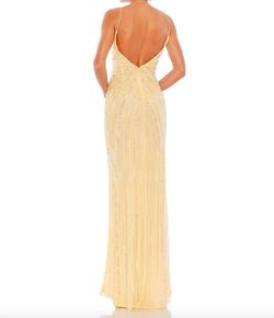 Style 1-1677875938-98 MAC DUGGAL Yellow Size 10 Spaghetti Strap Backless Floor Length Prom Side slit Dress on Queenly
