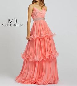 Style 1-2421428272-1498 MAC DUGGAL Pink Size 4 Floor Length Prom Coral A-line Dress on Queenly
