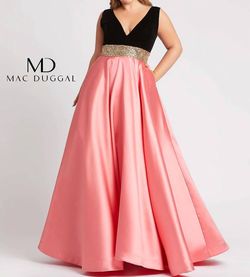 Style 1-2655455242-397 MAC DUGGAL Pink Size 14 Peach Wedding Guest Plunge Ball gown on Queenly