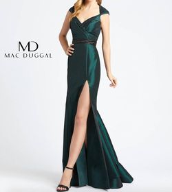 Style 1-2671406275-2168 MAC DUGGAL Green Size 8 Prom Emerald Black Tie Side slit Dress on Queenly