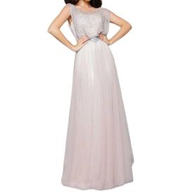 Style 1-2861234588-397 MAC DUGGAL Nude Size 14 Backless Sheer A-line Dress on Queenly