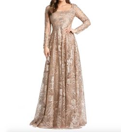 Style 1-3134711928-1498 MAC DUGGAL Gold Size 4 Prom Tall Height A-line Dress on Queenly