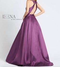 Style 1-4062357098-1901 MAC DUGGAL Purple Size 6 Floor Length Satin Tall Height Halter Ball gown on Queenly