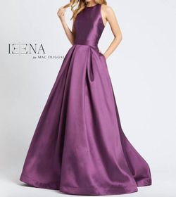 Style 1-4062357098-1901 MAC DUGGAL Purple Size 6 Floor Length Satin Tall Height Halter Ball gown on Queenly