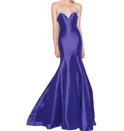 Style 1-924384855-649 MAC DUGGAL Purple Size 2 Jersey Tall Height Royal Blue Military Mermaid Dress on Queenly