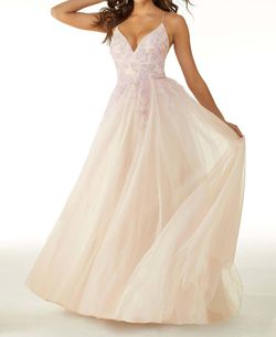 Style 1-2034259884-1901 MORILEE Nude Size 6 Free Shipping Prom Tall Height Plunge A-line Dress on Queenly