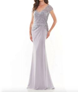 Style 1-2716934331-472 Rina Di Montella Silver Size 16 Floor Length Military Tall Height Straight Dress on Queenly